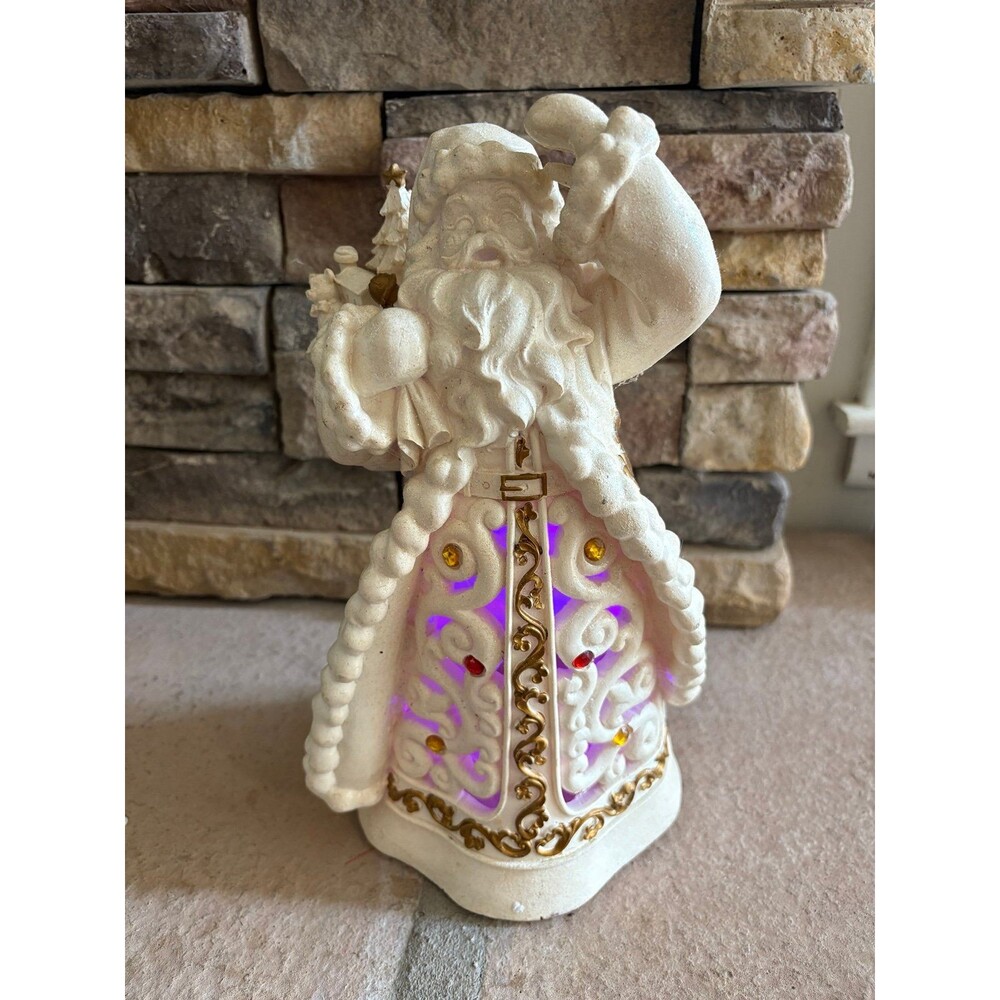 Vintage 2007 Avon Bejeweled Christmas Santa with Color Changing LED Lights